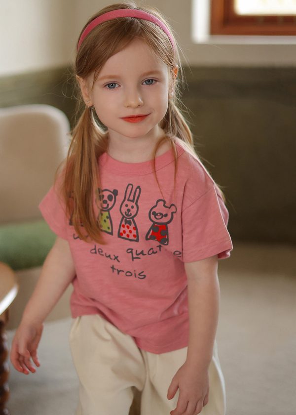 New Pink O-Neck Kids T Shirt Short Sleeve - Image 3