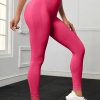 New Red Solid Butt Scrunch Nylon High Waist Yoga Pants
