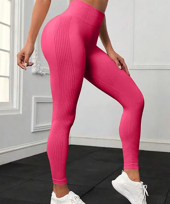 New Red Solid Butt Scrunch Nylon High Waist Yoga Pants