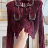 New Red Zircon Hollow Out Patchwork Knit Sweaters Spring