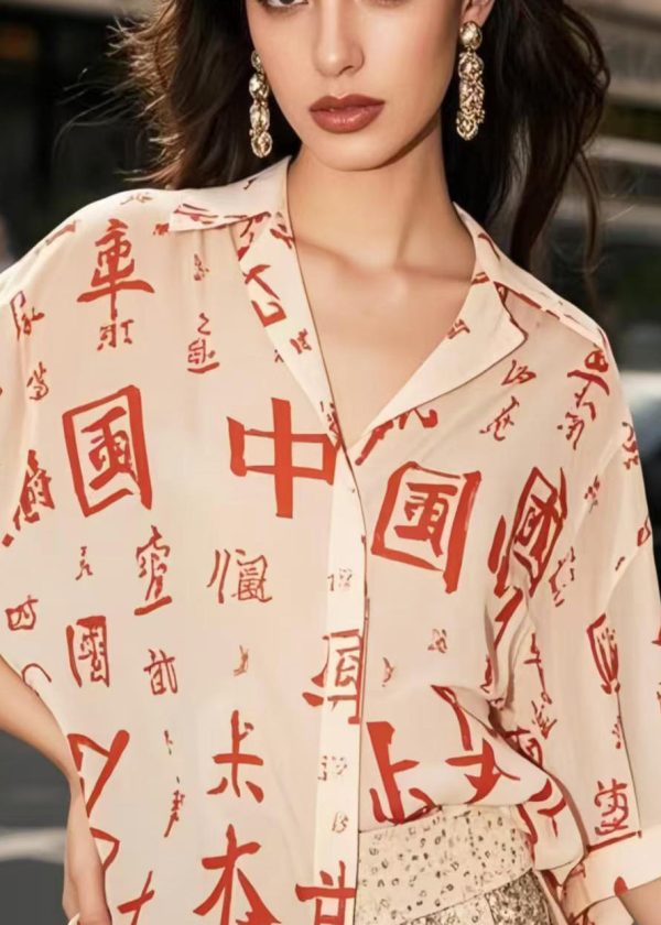 New Retro Chinese Character Chiffon Shirts Spring - Image 2