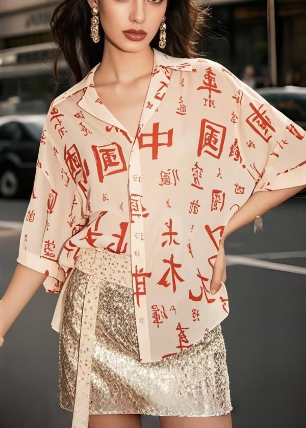 New Retro Chinese Character Chiffon Shirts Spring - Image 3