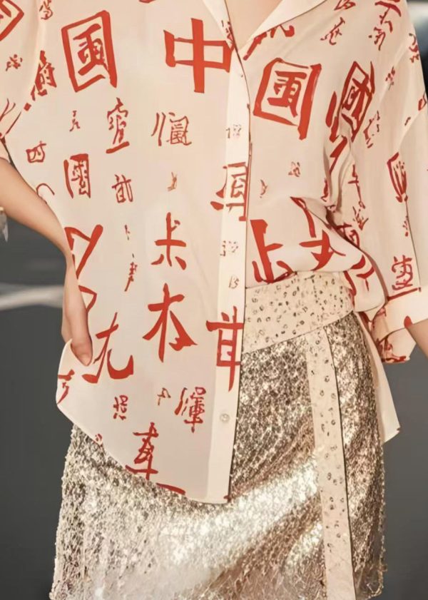 New Retro Chinese Character Chiffon Shirts Spring - Image 4
