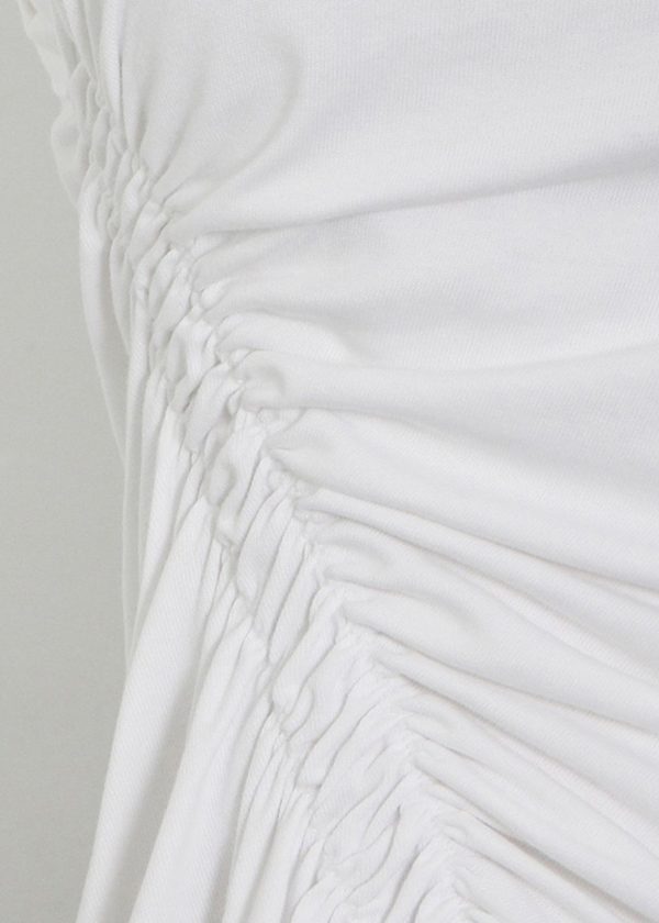 New White Asymmetrical Cinched Cotton Tank Sleeveless - Image 5
