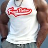 New White Letter Print Cotton Mens Tank Summer