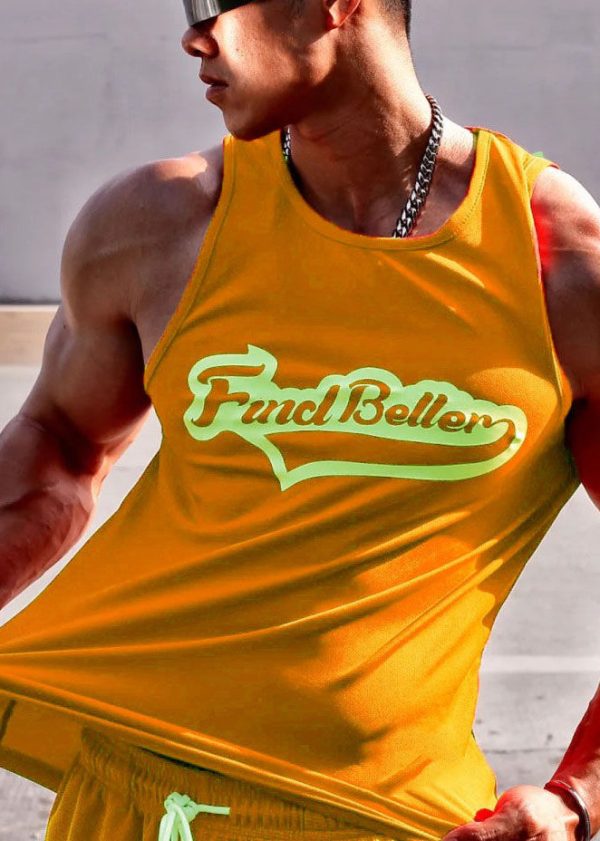 New White Letter Print Cotton Mens Tank Summer - Image 5