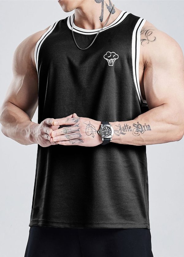 New White Print Hollow Out Cotton Mens Tank Summer - Image 5