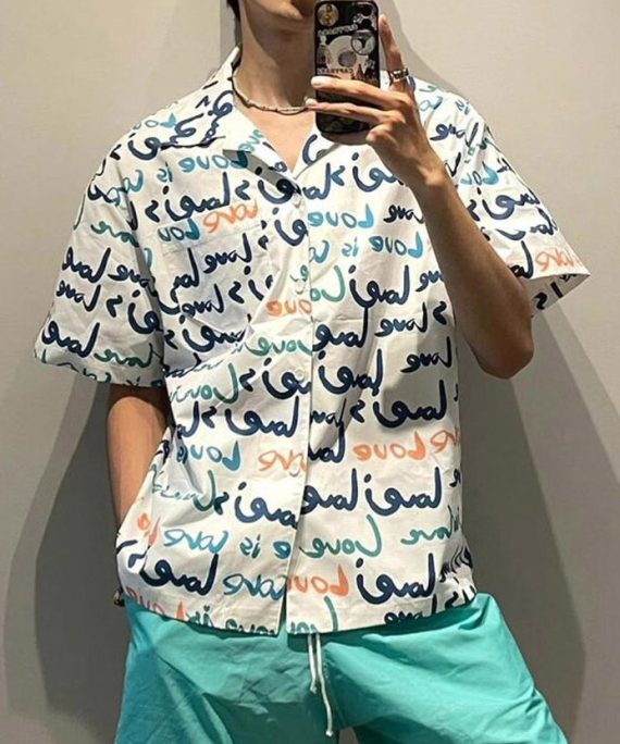 New White Print Pockets Cotton Shirts Mens Summer