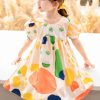 New Yellow O Neck Print Patchwork Cotton Baby Girls Dresses Summer
