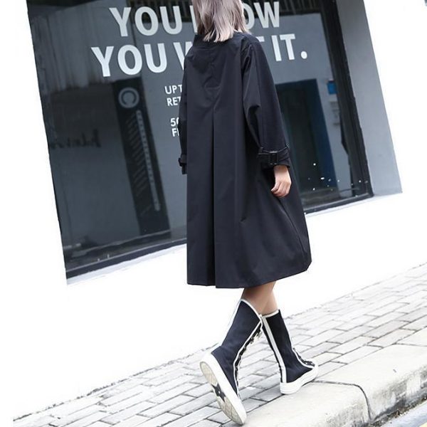 New gray 2018 fall dress Loose fitting traveling clothing asymmetric Elegant O neck patchwork dresses - Image 4