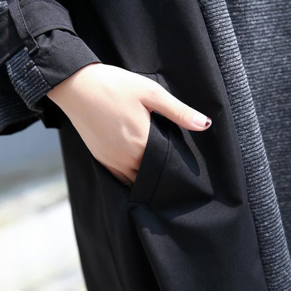 New gray 2018 fall dress Loose fitting traveling clothing asymmetric Elegant O neck patchwork dresses - Image 5
