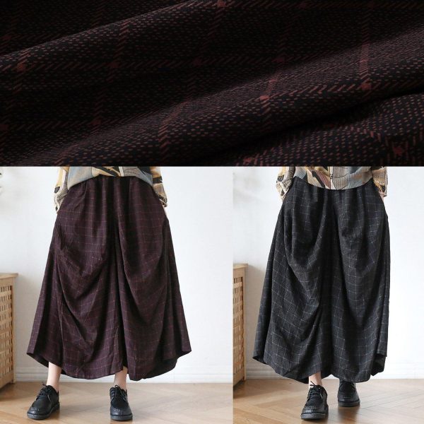 New retro long section loose large size wild plaid irregular wide leg pants - Image 5