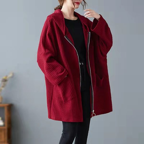New black coats Loose fitting hooded women outwear thick - Image 2
