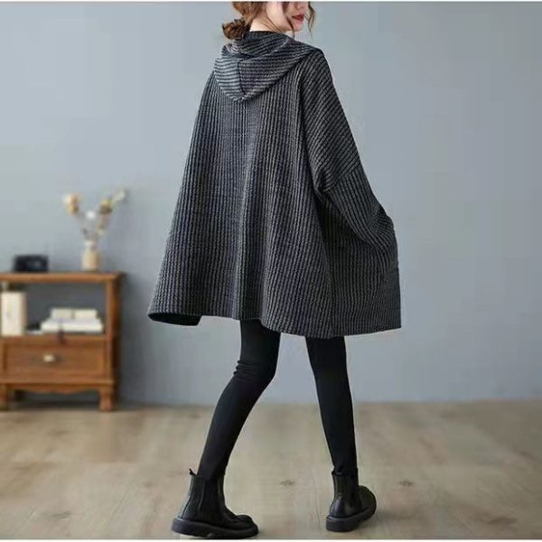 New black coats Loose fitting hooded women outwear thick - Image 4