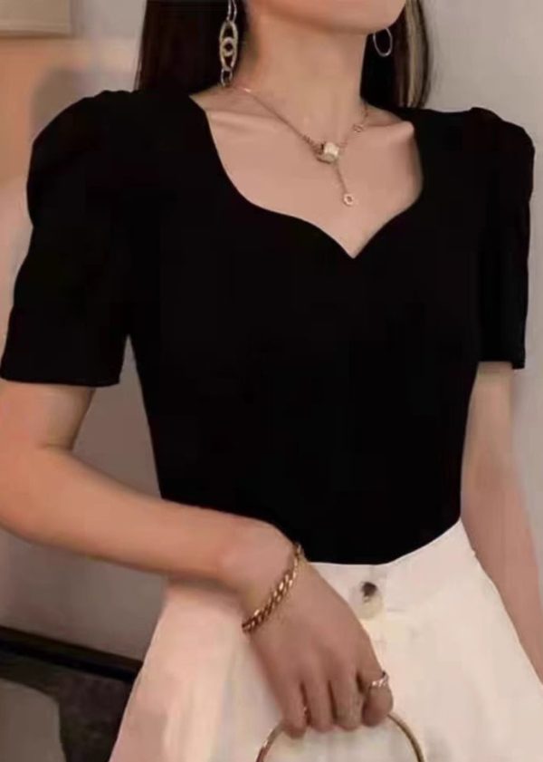 Novelty Black Square Collar Shirts Half Sleeve - Image 5