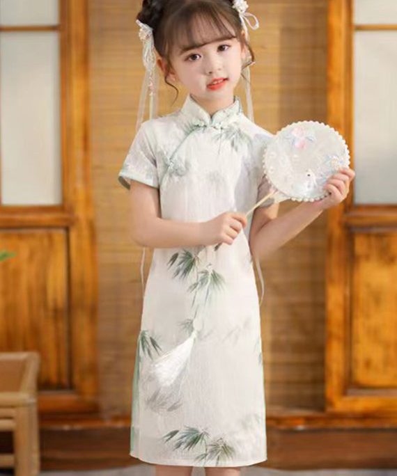 Novelty Cyan Stand Collar Side Open Girls Vacation Maxi Dresses Short Sleeve