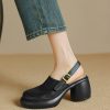 Black Hollow Out Splicing Buckle Strap Chunky Sandals