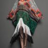 Novelty White V Neck Asymmetrical Print Tassel Patchwork Long Dress Long sleeve