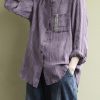 Art Lapel Wrinkled Shirts Inspiration Purple Blouses