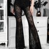 Organic Black Sheer Patchwork Lace Flared Trousers Spring