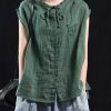 Organic Blackish Green Patchwork Ruffled Top Short Sleeve