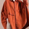 Organic Orange Coat For Woman Wardrobes Lapel Batwing Sleeve Spring Coats