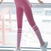 Organic Pink High Waist Striped Athletic Leggings