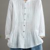 Organic White Linen Shirt Tunics Women Ramie Blouse