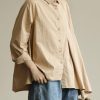 Organic khaki Tunic lapel asymmetric short shirt