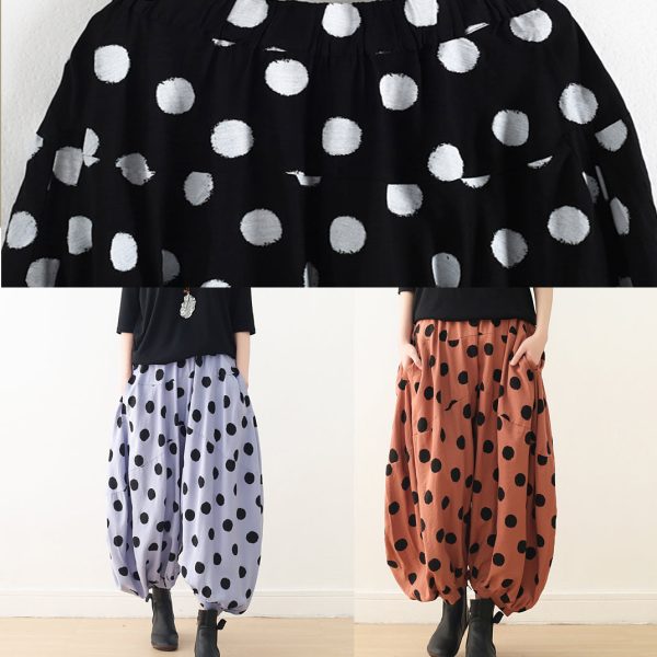 Organic wide leg pants Cotton clothes Women Shape blue dotted A Line pants spring - Image 5