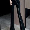 Original Black Zip Up Side Open Cotton Flared Trousers Spring