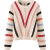 Original Design O-Neck Striped Hollow Out Knit Sweaters Spring