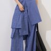 Original Design Plaid Asymmetrical Pockets Cotton Pants Summer