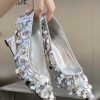 Original Design Silver Sequins Wedge Heels Pointed Toe