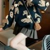 Plus Size Black O Neck Jacquard Knit Sweater Tops Spring