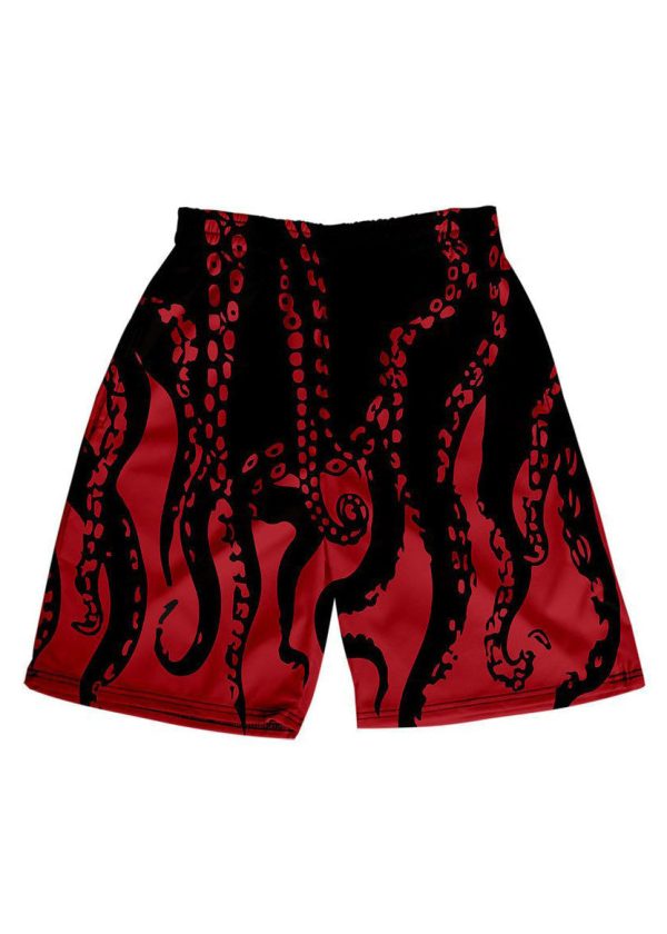 Plus Size Blue Print Elastic Waist Cotton Mens Shorts Summer - Image 2