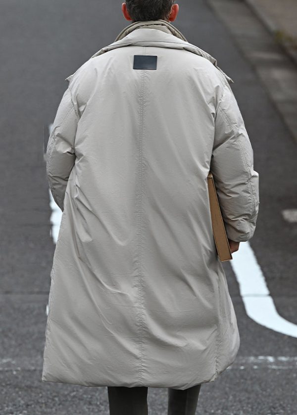 Plus Size Grey Button Patchwork False Two Pieces Men Parkas Winter - Image 5