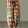 Beautiful Sunset Print Fall Linen Harem Pants-Limited Stock
