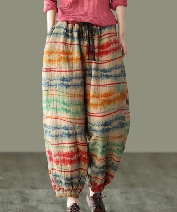 Beautiful Sunset Print Fall Linen Harem Pants-Limited Stock