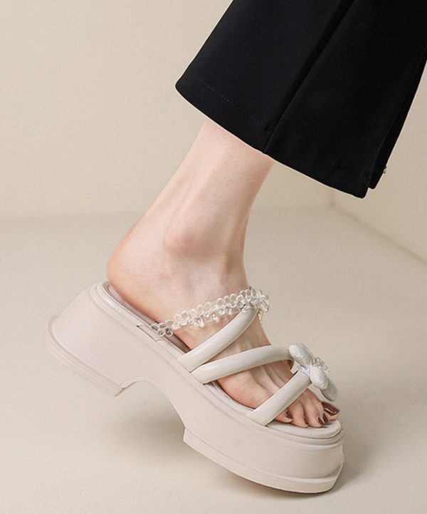 Purple Platform Faux Leather Comfortable Fashion Slide Sandals - Image 3