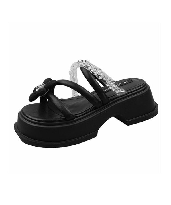 Purple Platform Faux Leather Comfortable Fashion Slide Sandals - Image 5