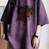 Purple Print Faux Suede Mens T Shirts O Neck Half Sleeve