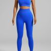 Push Up Royal Blue High Waist Sports Bra And Leggings Set Suit