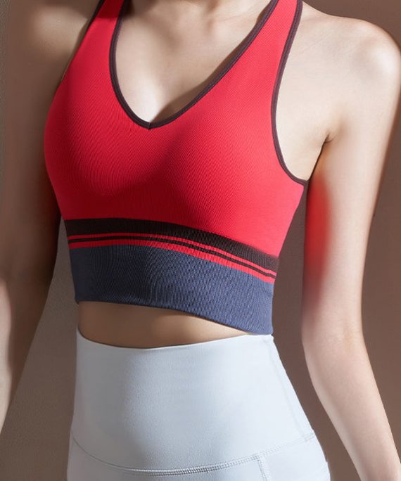 Red Striped Patchwork Gymshark Sports Bra