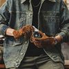 Retro Blue Peter Pan Collar Pockets Oversized Denim Men Coat Spring