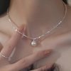 Retro Silk Sterling Silver Pearl Broken Silver Pendant Necklace