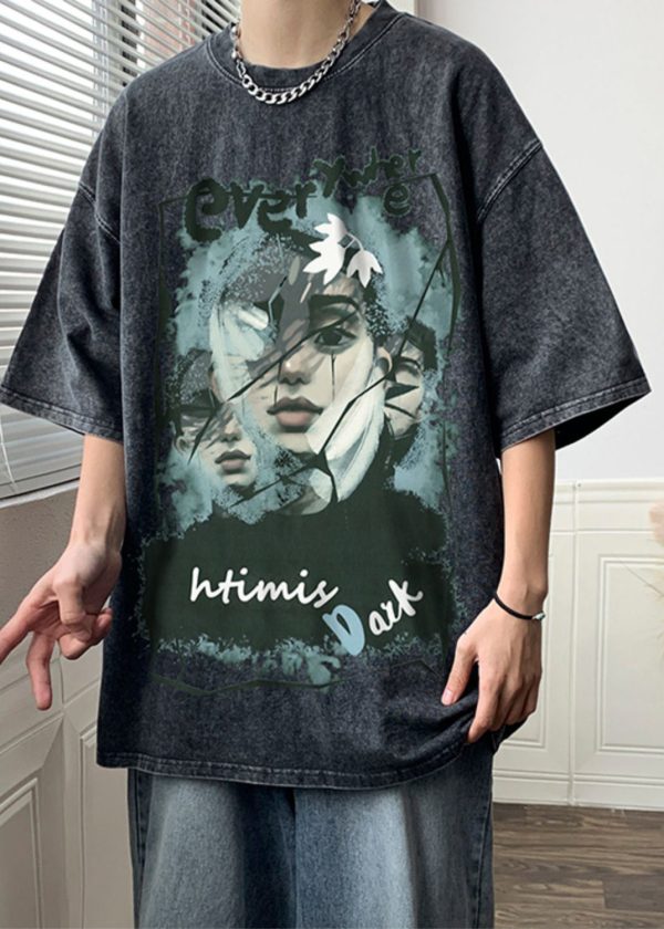 Rose Print Oversized Cotton Men T Shirts Half Sleeve - Image 4