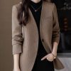 Silm Fit Brown V Neck Woolen Jacket Spring