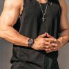 Simple Black Hole Solid Oversized Cotton Men Tank Summer