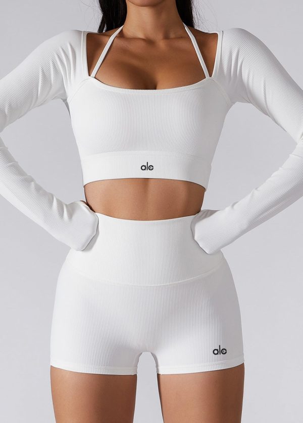 Simple Black U Neck Yoga Bra And Leggings Set Suit - Image 2